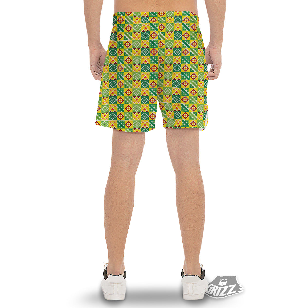 Kente Asante Print Pattern Men's Gym Shorts-grizzshop