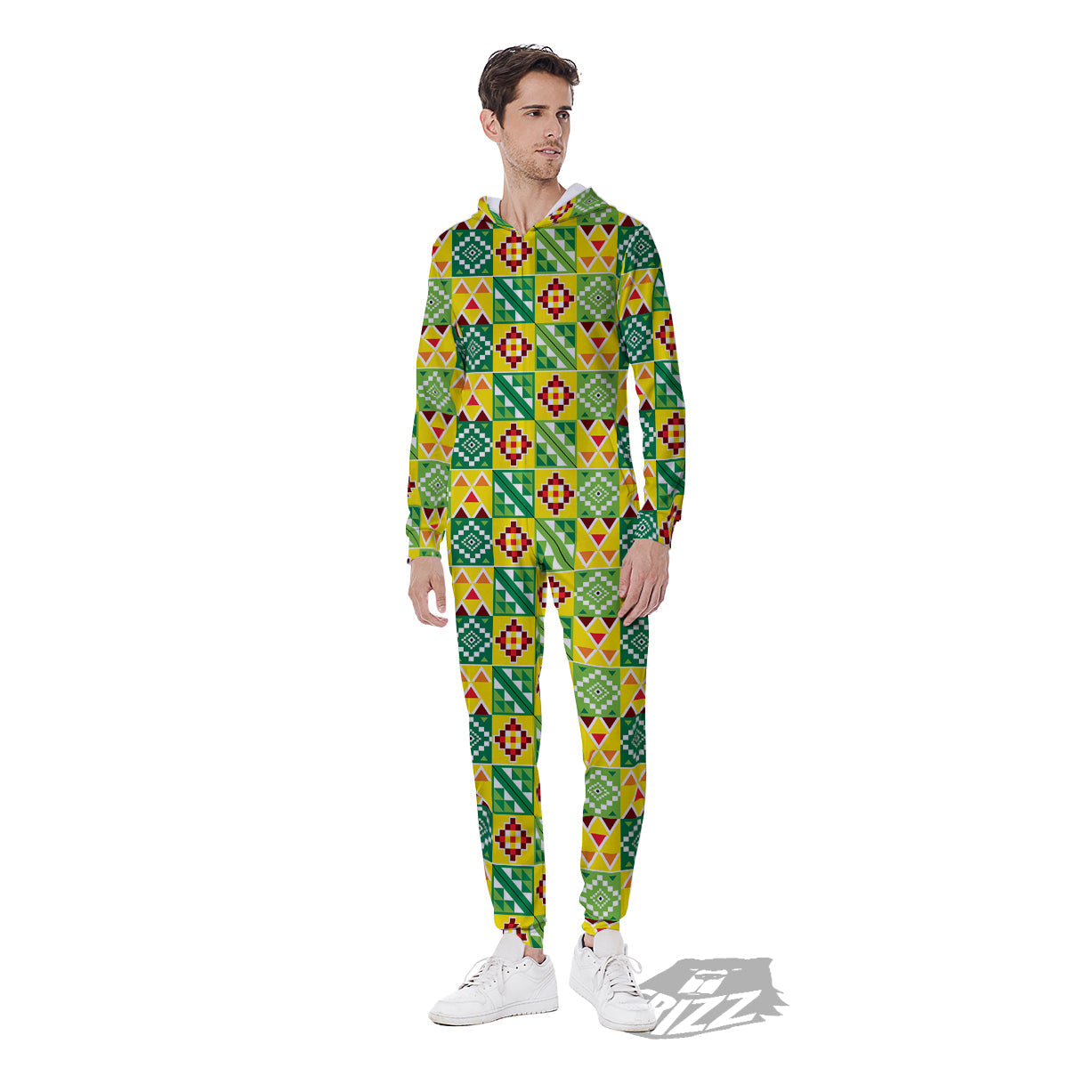Kente Asante Print Pattern Men's Jumpsuit-grizzshop