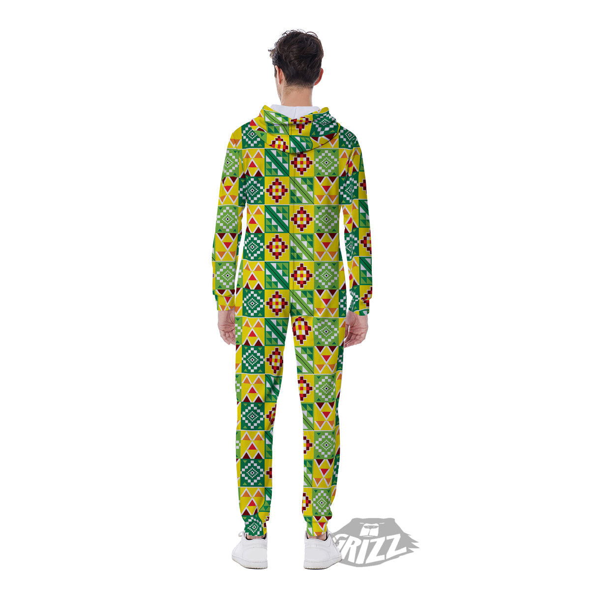 Kente Asante Print Pattern Men's Jumpsuit-grizzshop