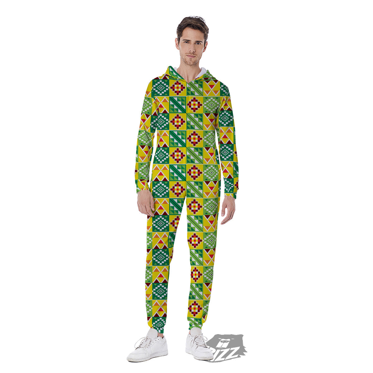 Kente Asante Print Pattern Men's Jumpsuit-grizzshop
