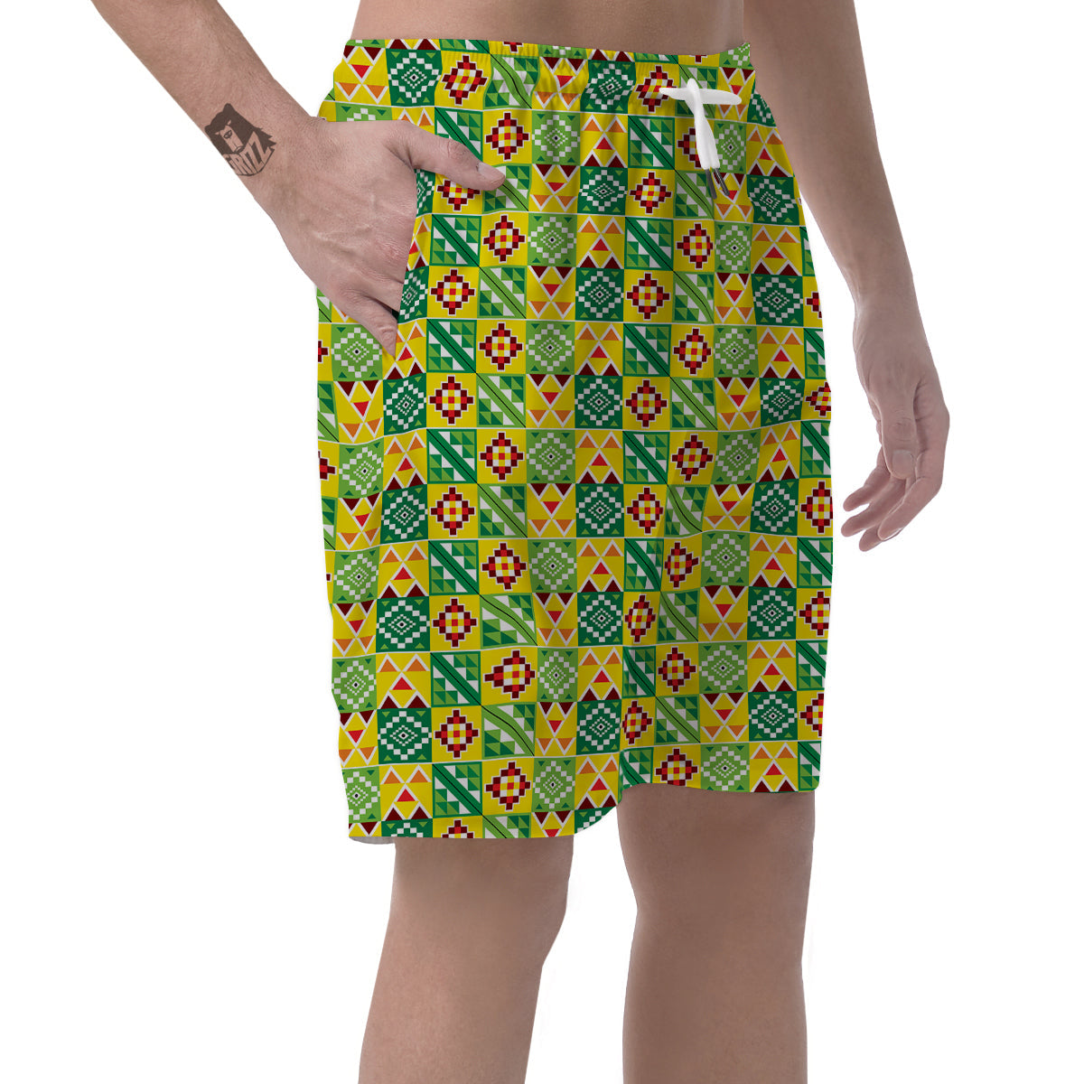Kente Asante Print Pattern Men's Shorts-grizzshop