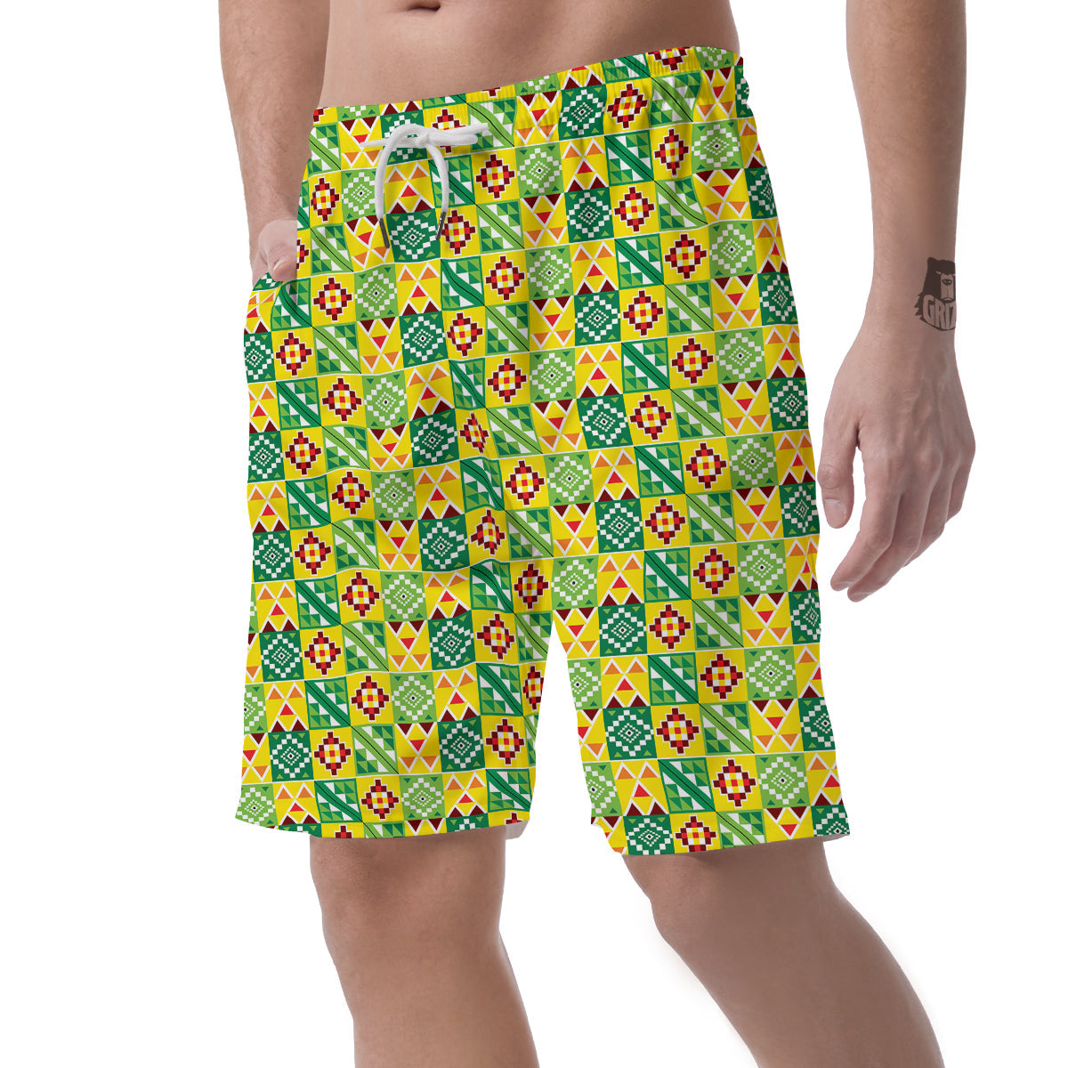 Kente Asante Print Pattern Men's Shorts-grizzshop