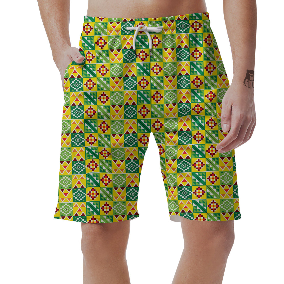 Kente Asante Print Pattern Men's Shorts-grizzshop