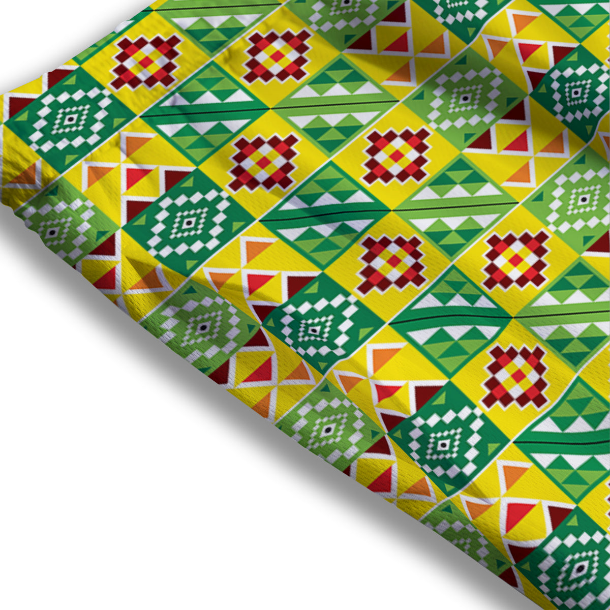 Kente Asante Print Pattern Mesh Shorts-grizzshop