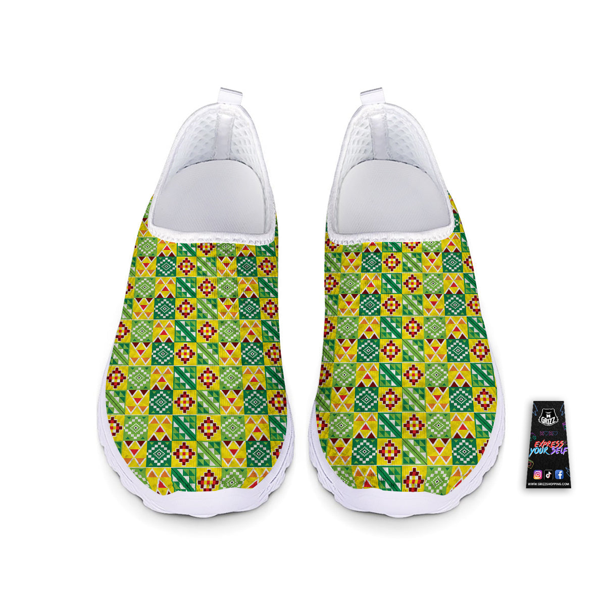 Kente Asante Print Pattern Nurse Shoes-grizzshop