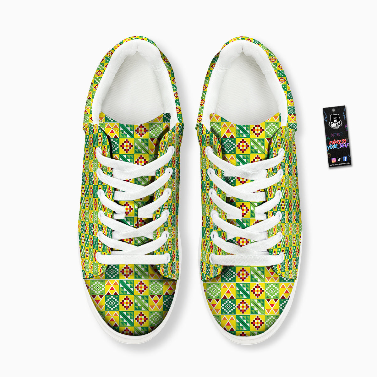 Kente Asante Print Pattern Platform Shoes-grizzshop