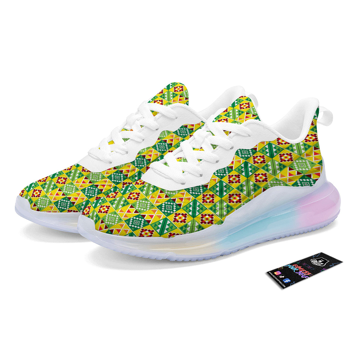 Kente Asante Print Pattern Running Sneakers-grizzshop