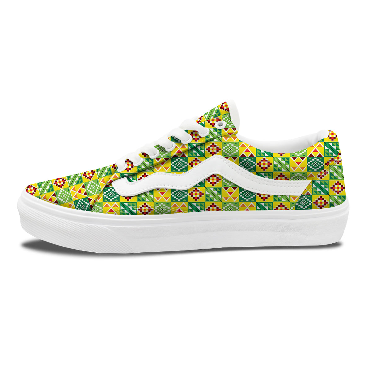 Kente Asante Print Pattern Skate Shoes-grizzshop