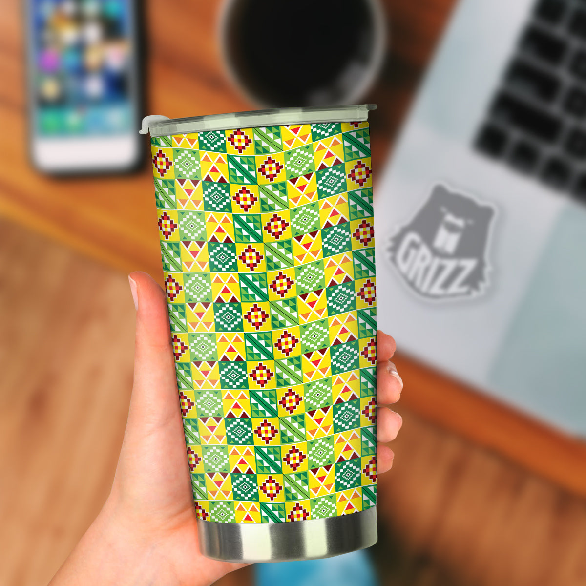 Kente Asante Print Pattern Tumbler-grizzshop