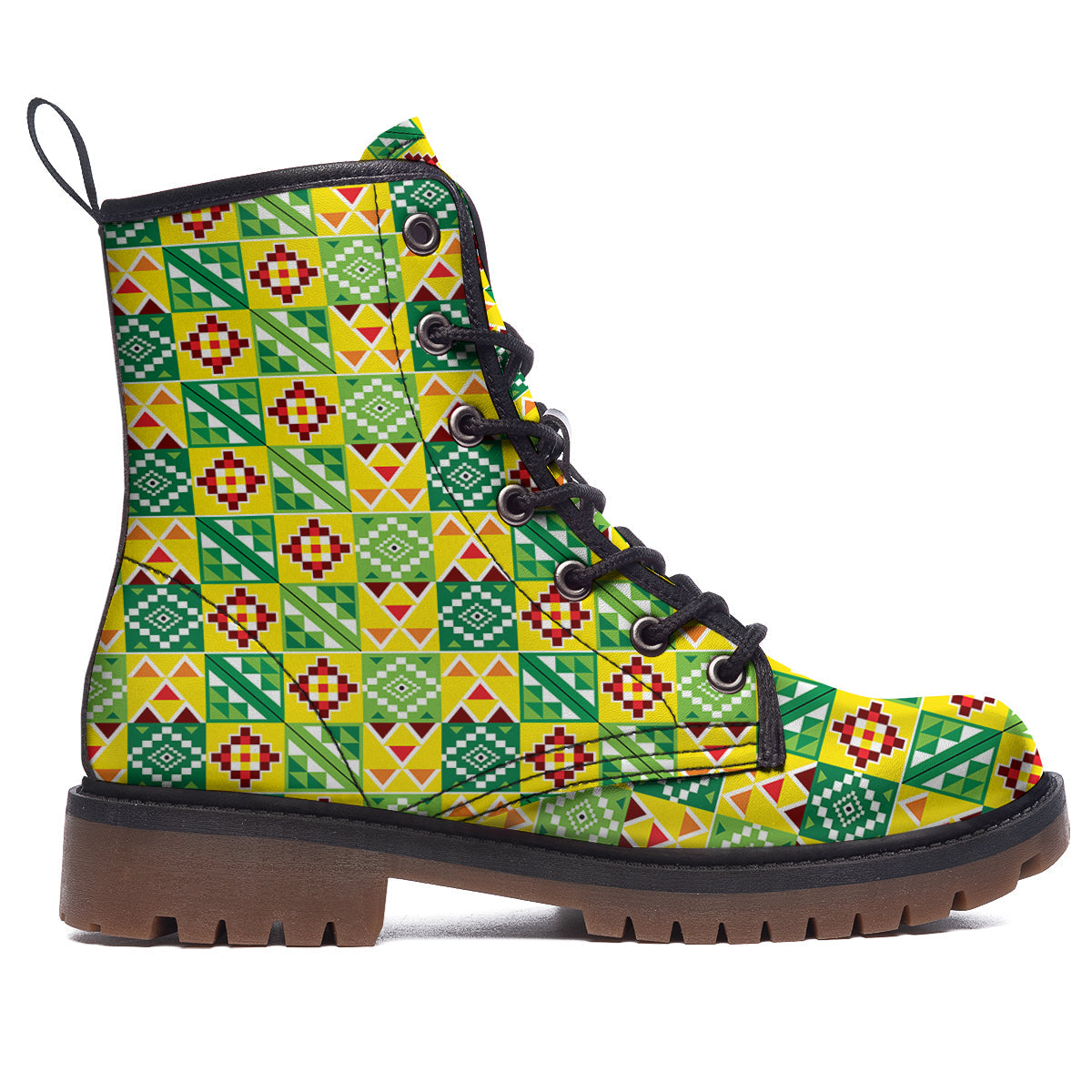 Kente Asante Print Pattern Work Boots-grizzshop