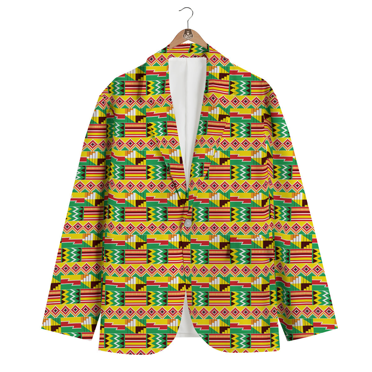Kente Ashanti Print Pattern Men's Blazer-grizzshop