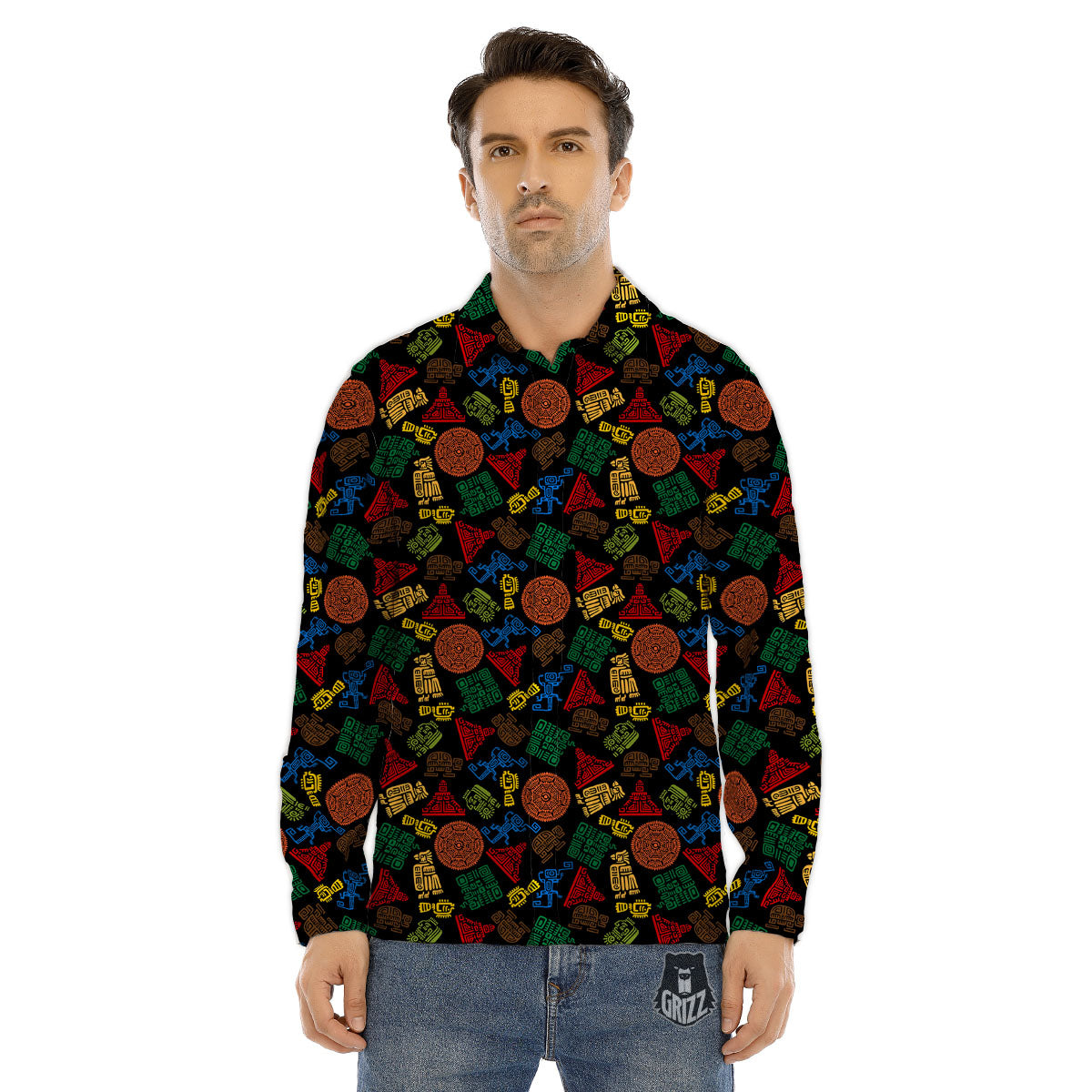 Kente Ashanti Print Pattern Men's Dress Shirts-grizzshop
