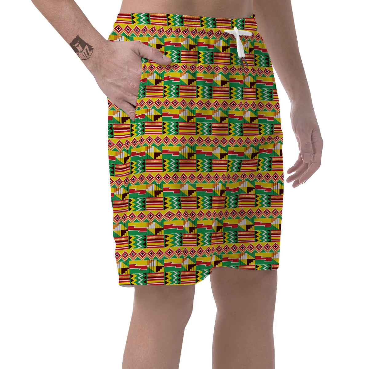 Kente Ashanti Print Pattern Men's Shorts-grizzshop