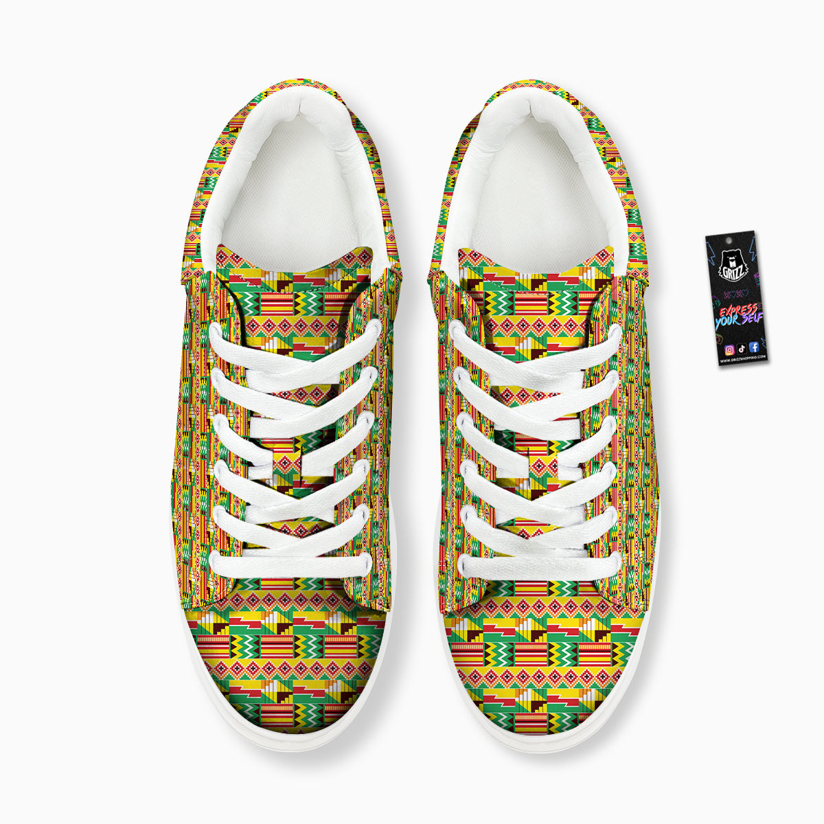 Kente Ashanti Print Pattern Platform Shoes-grizzshop