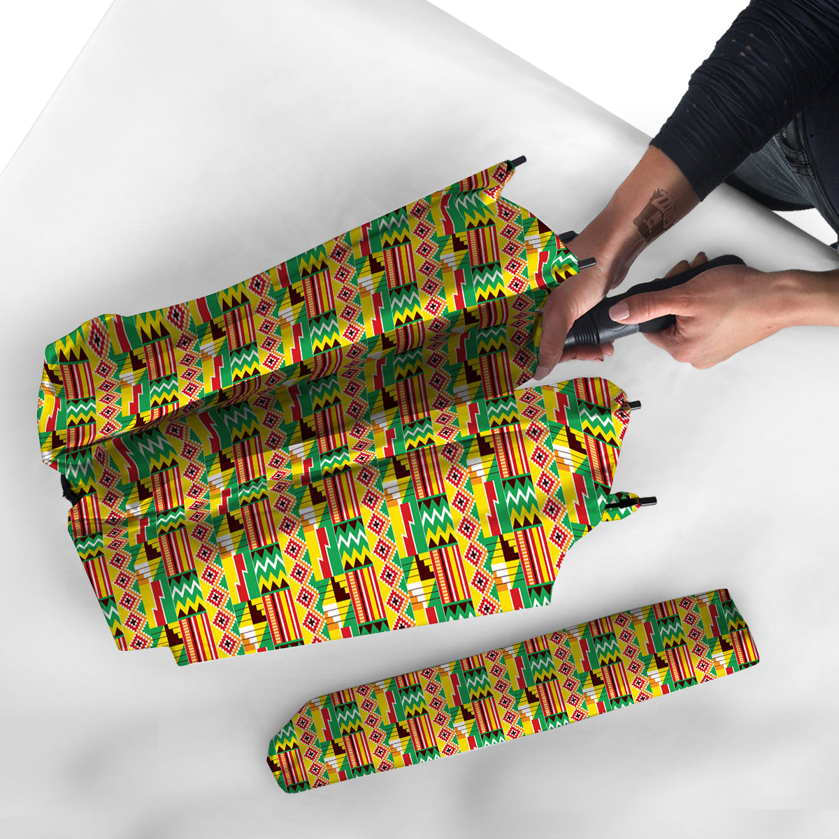 Kente Ashanti Print Pattern Umbrella-grizzshop