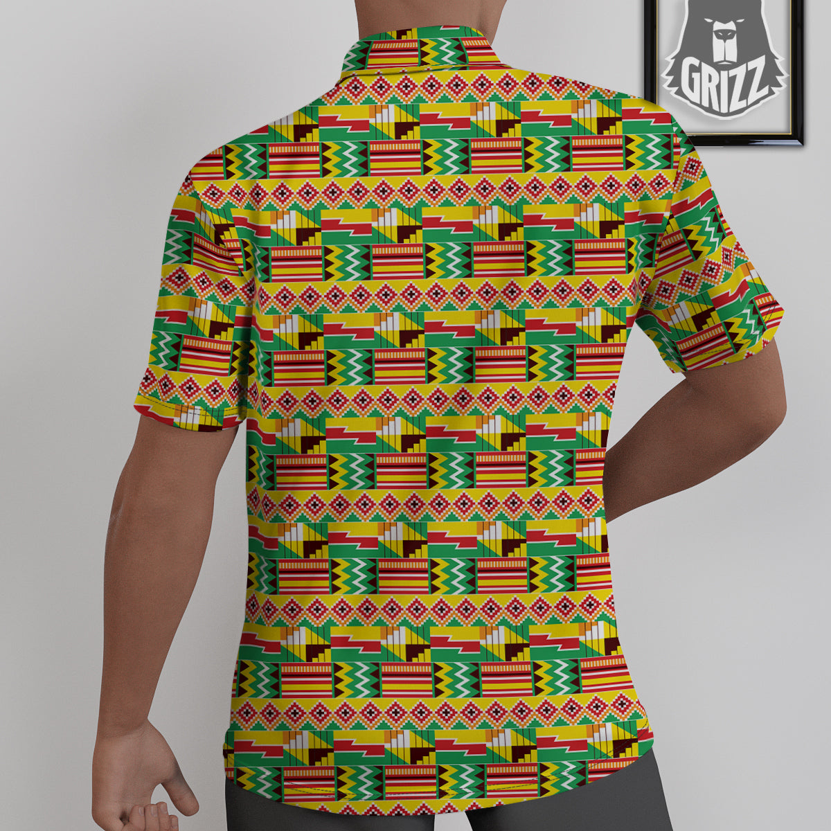 Kente Ashanti Print Pattern Untucked Shirts-grizzshop