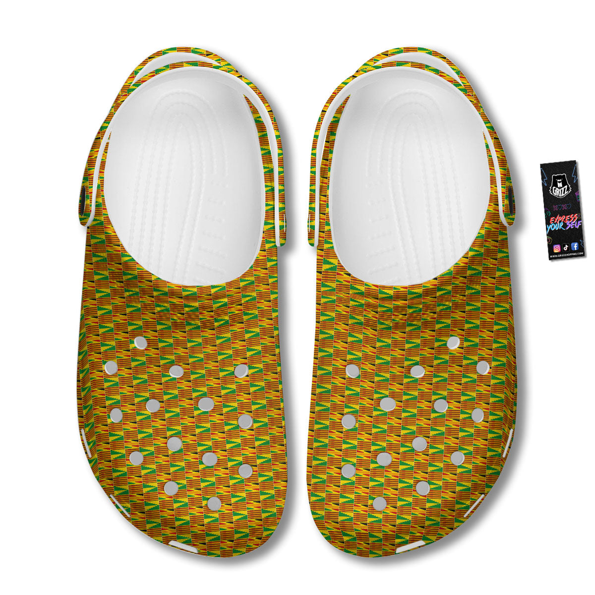 Kente Bonwire Print Pattern Clog-grizzshop