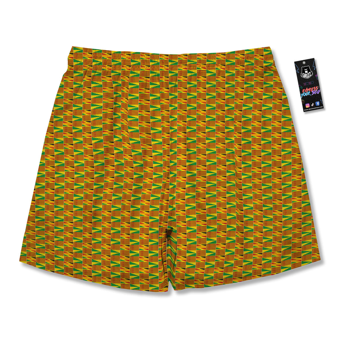 Kente Bonwire Print Pattern Men's Running Shorts-grizzshop