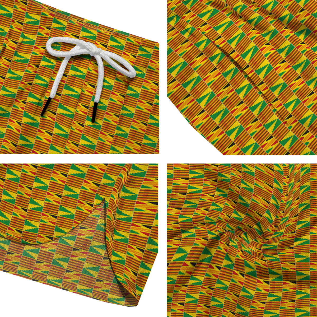 Kente Bonwire Print Pattern Men's Running Shorts-grizzshop