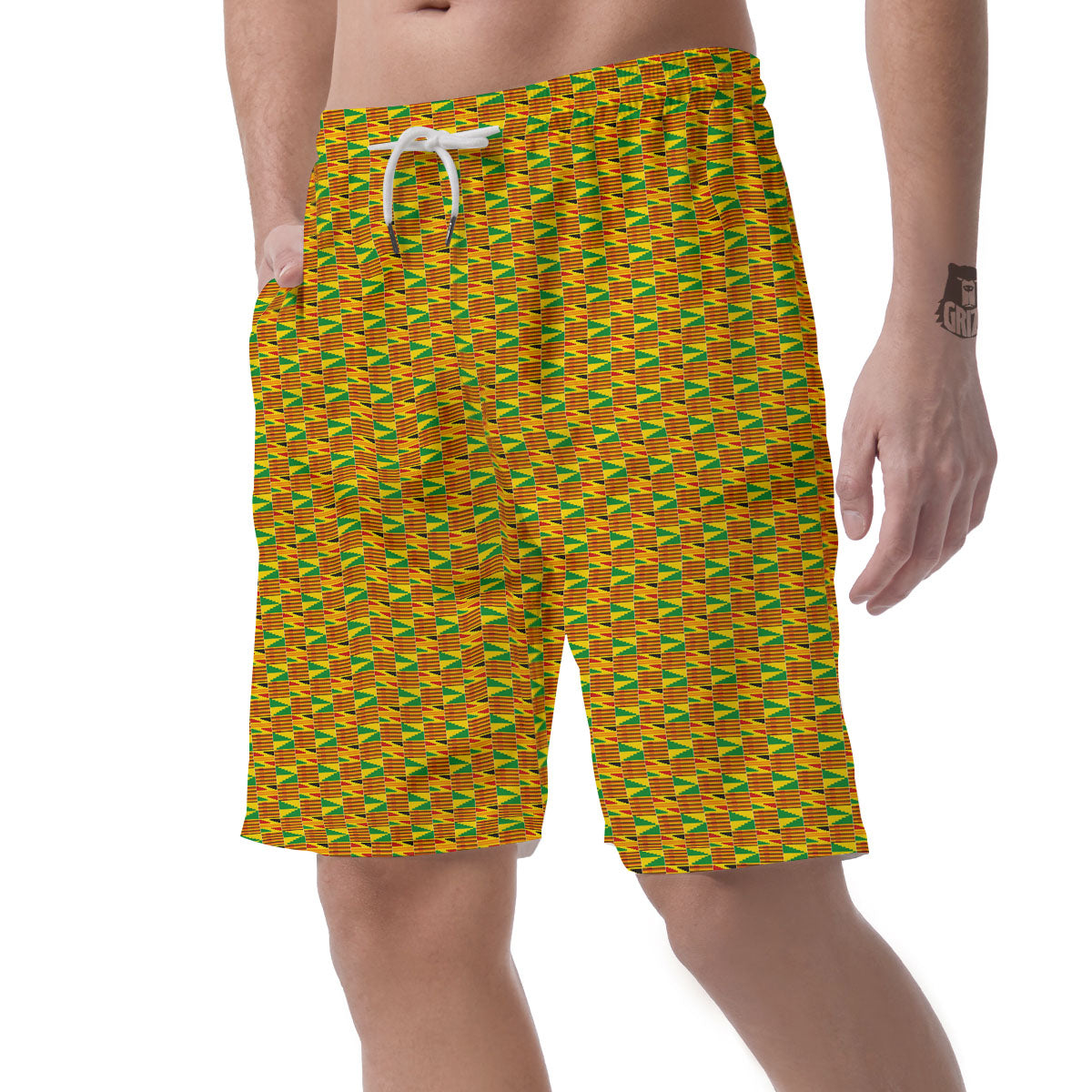 Kente Bonwire Print Pattern Men's Shorts-grizzshop