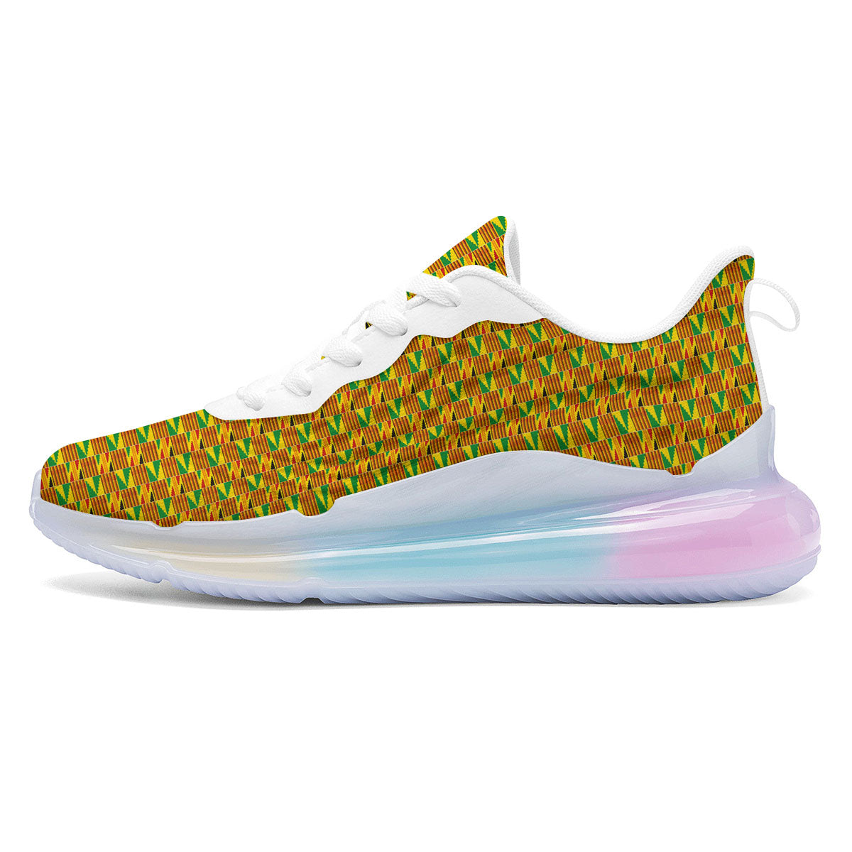 Kente Bonwire Print Pattern Running Sneakers-grizzshop