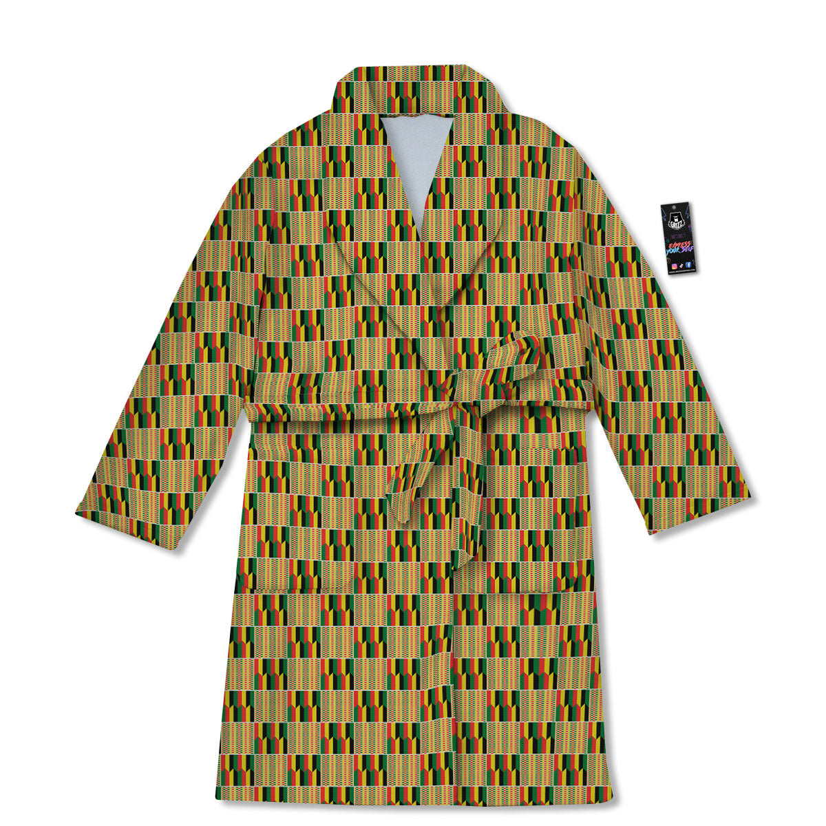 Kente Ethnic Print Pattern Bathrobe-grizzshop
