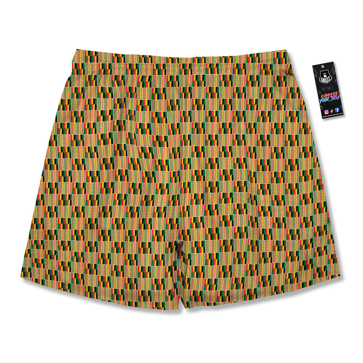 Kente Ethnic Print Pattern Men's Running Shorts-grizzshop
