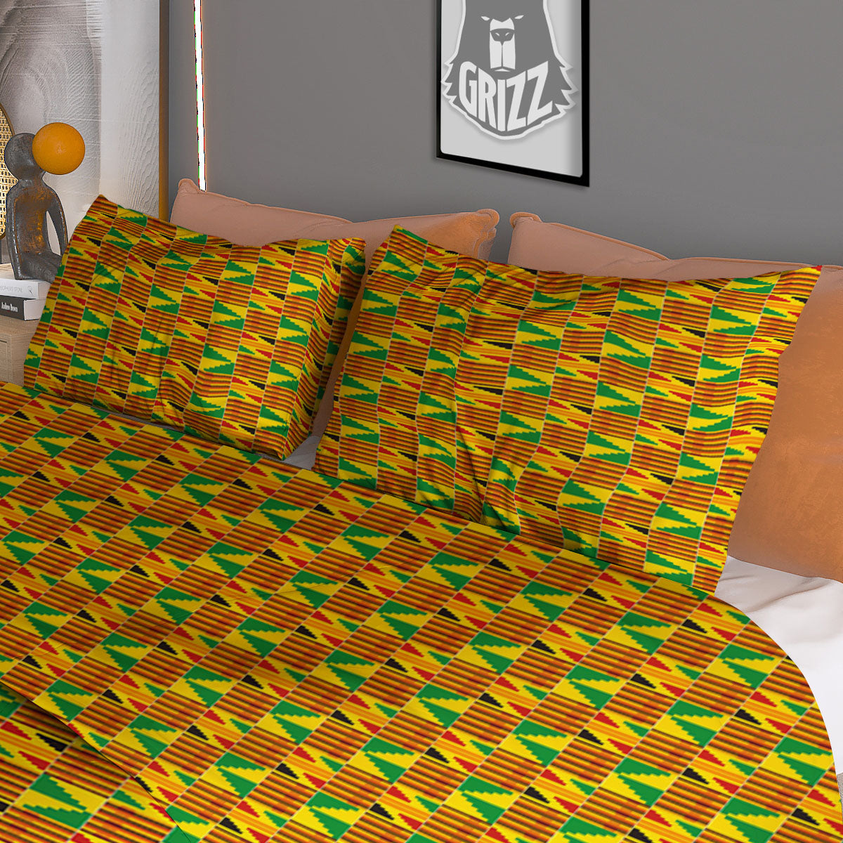 Kente Ghana Print Pattern Duvet Cover Bedding Set
