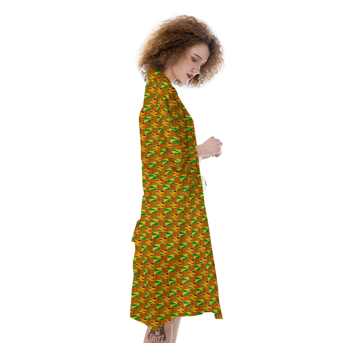 Kente Ghana Print Pattern Kimono-grizzshop