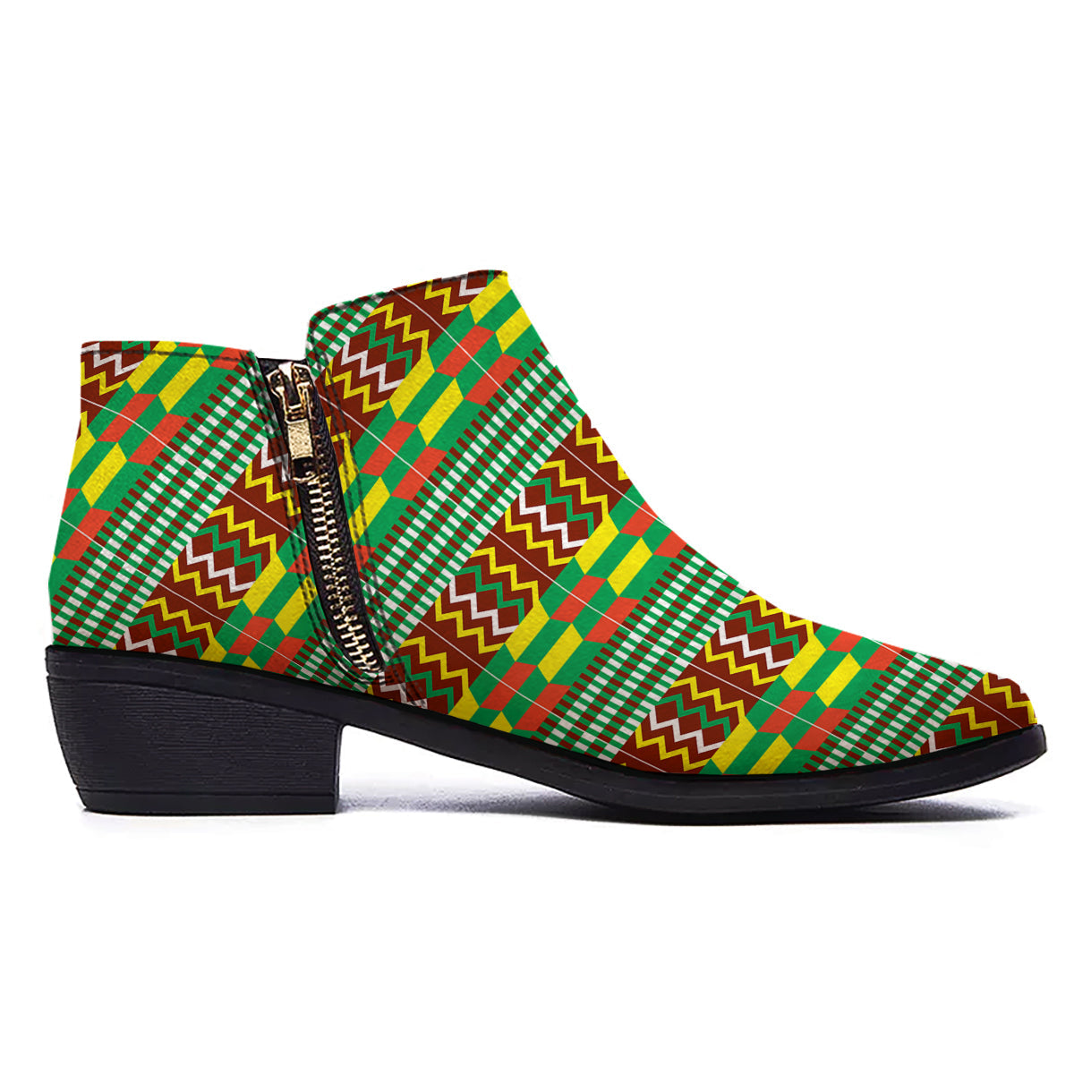 Kente Tribal West African Print Pattern Ankle Boots-grizzshop