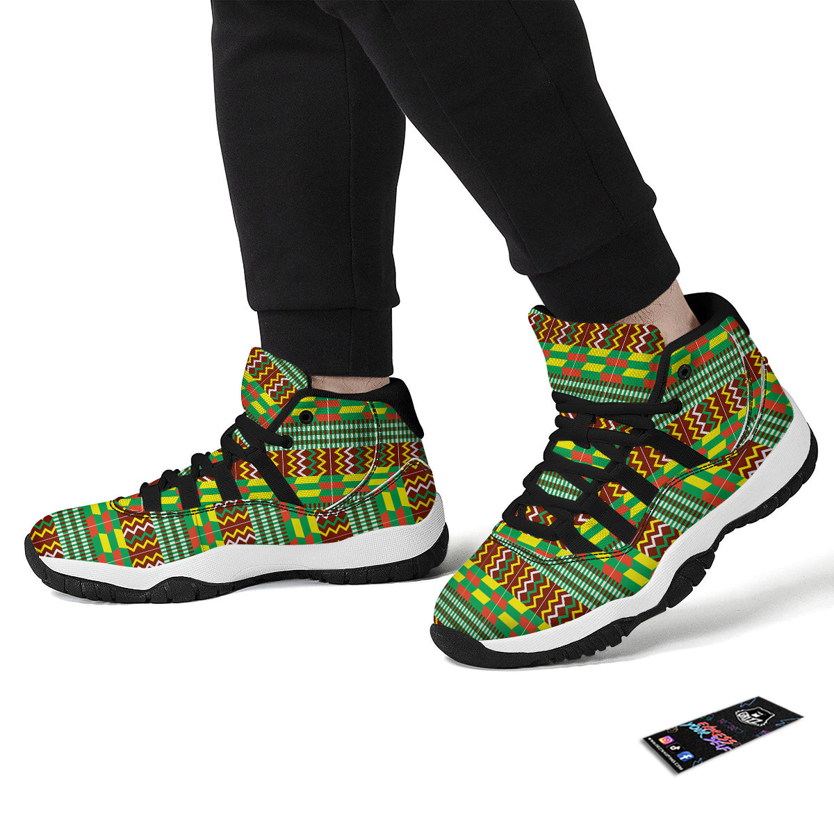 Kente Tribal West African Print Pattern Black Bball Shoes-grizzshop