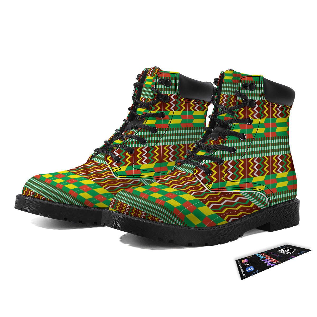 Kente Tribal West African Print Pattern Boots-grizzshop