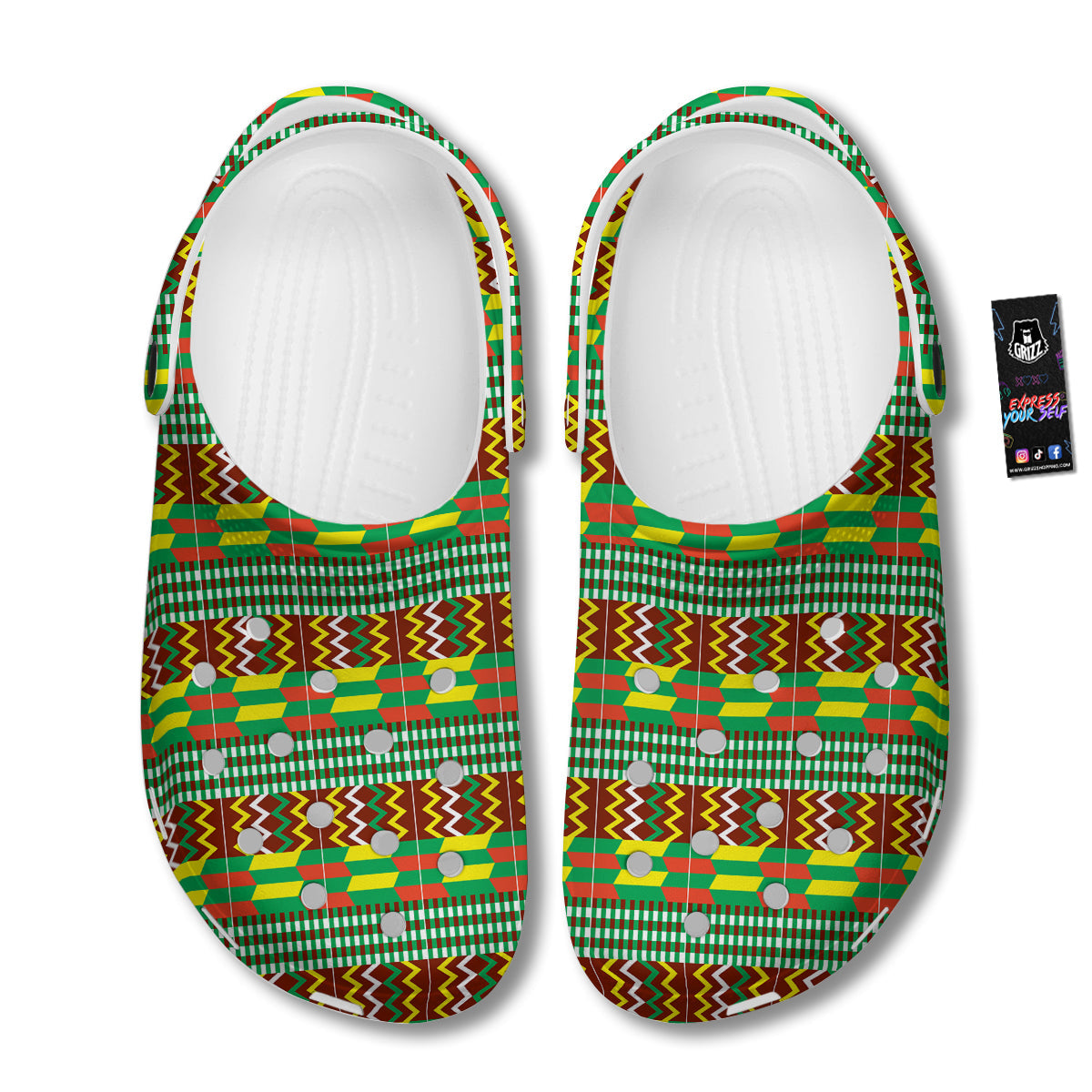 Kente Tribal West African Print Pattern Clog-grizzshop