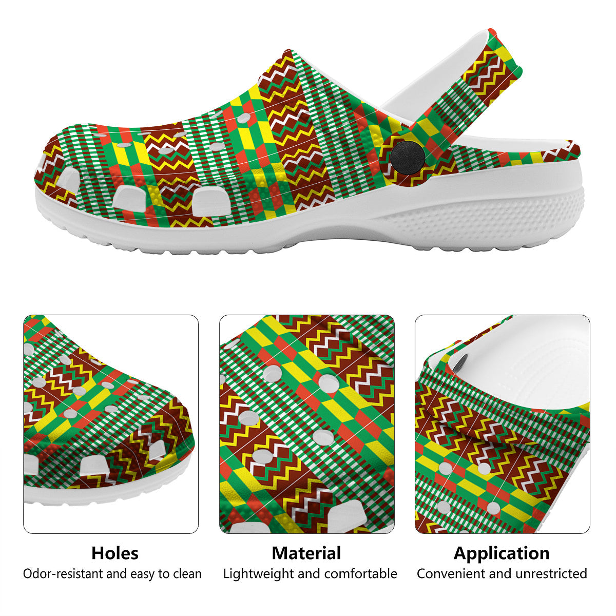 Kente Tribal West African Print Pattern Clog-grizzshop