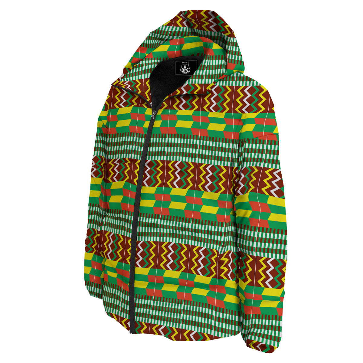 Kente Tribal West African Print Pattern Down Jacket-grizzshop