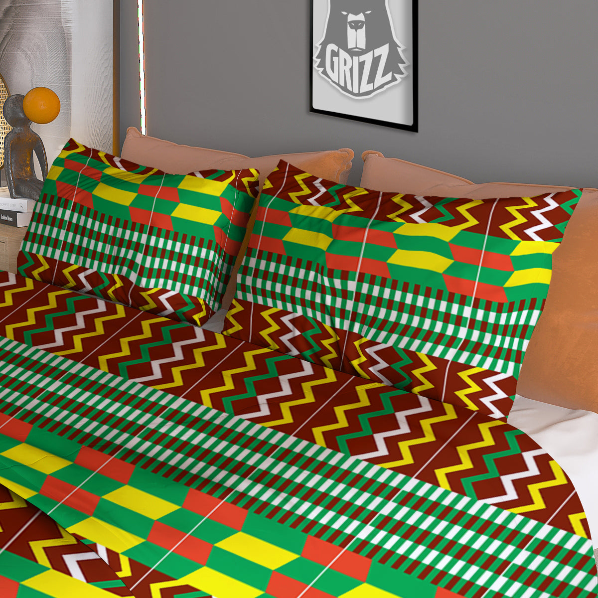 Kente Tribal West African Print Pattern Duvet Cover Bedding Set