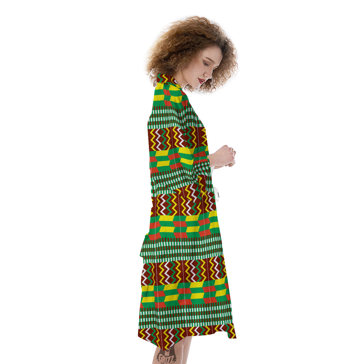Kente Tribal West African Print Pattern Kimono-grizzshop