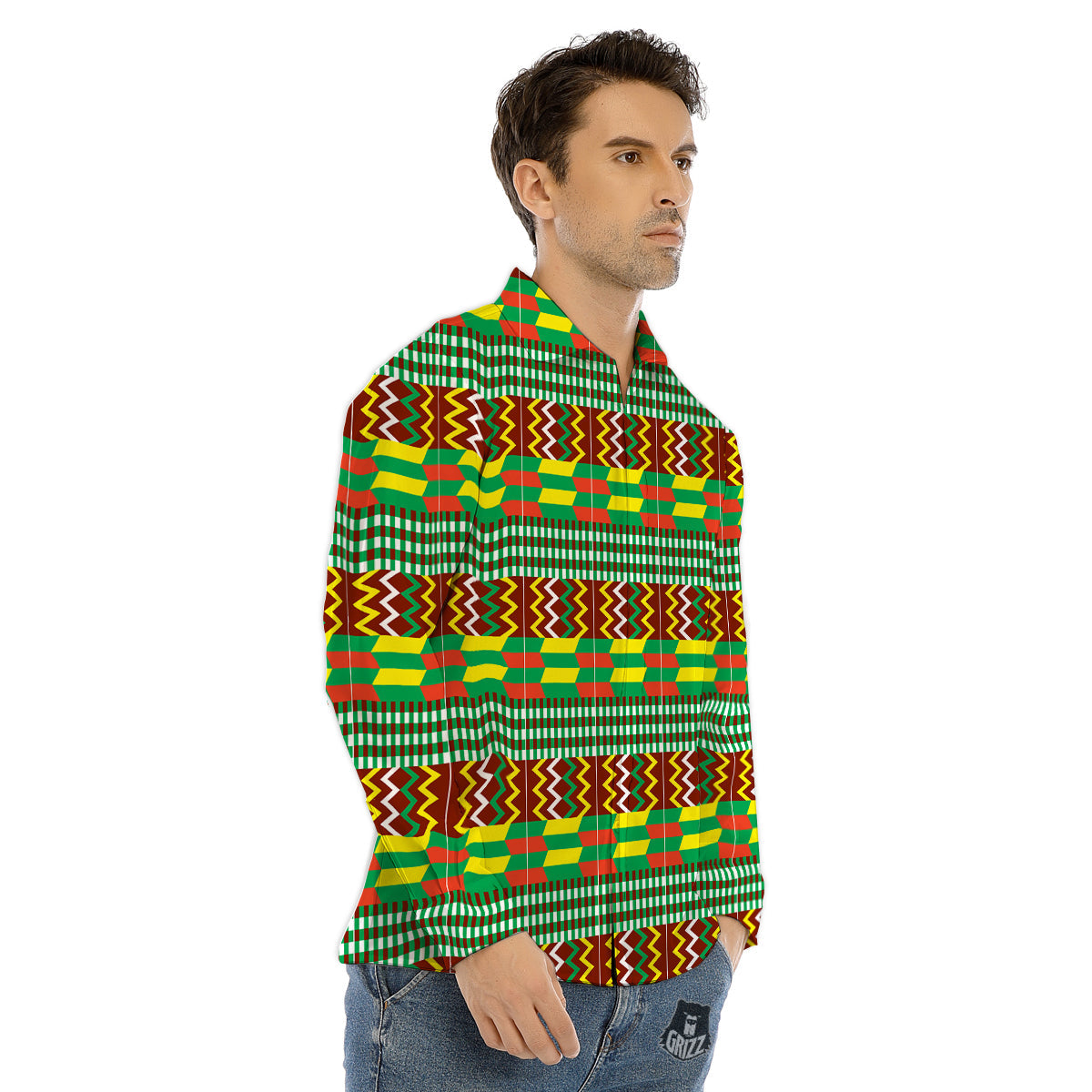 Kente Tribal West African Print Pattern Men's Dress Shirts-grizzshop