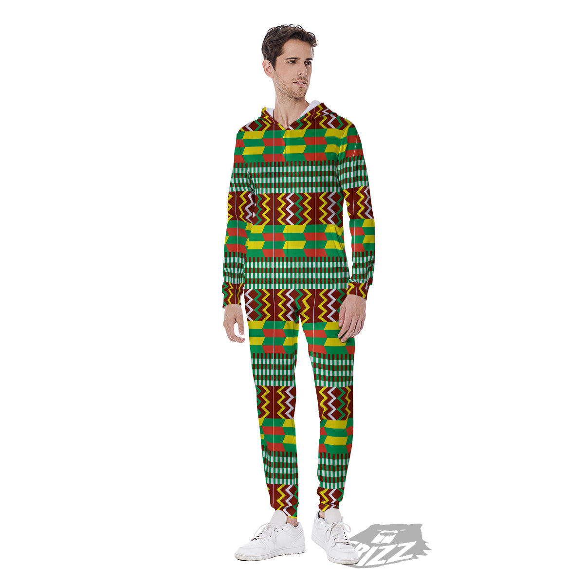 Kente Tribal West African Print Pattern Men's Jumpsuit-grizzshop