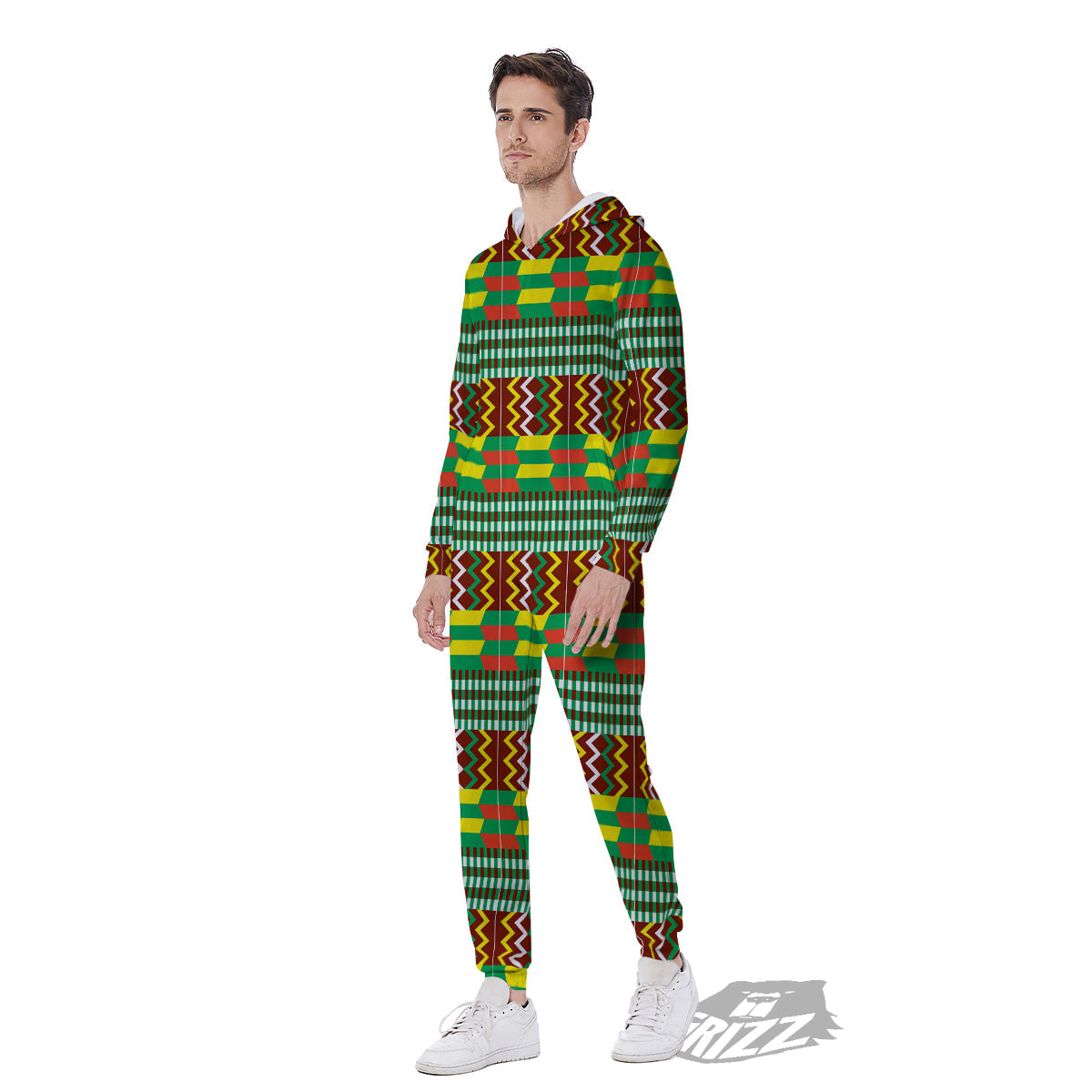 Kente Tribal West African Print Pattern Men's Jumpsuit-grizzshop