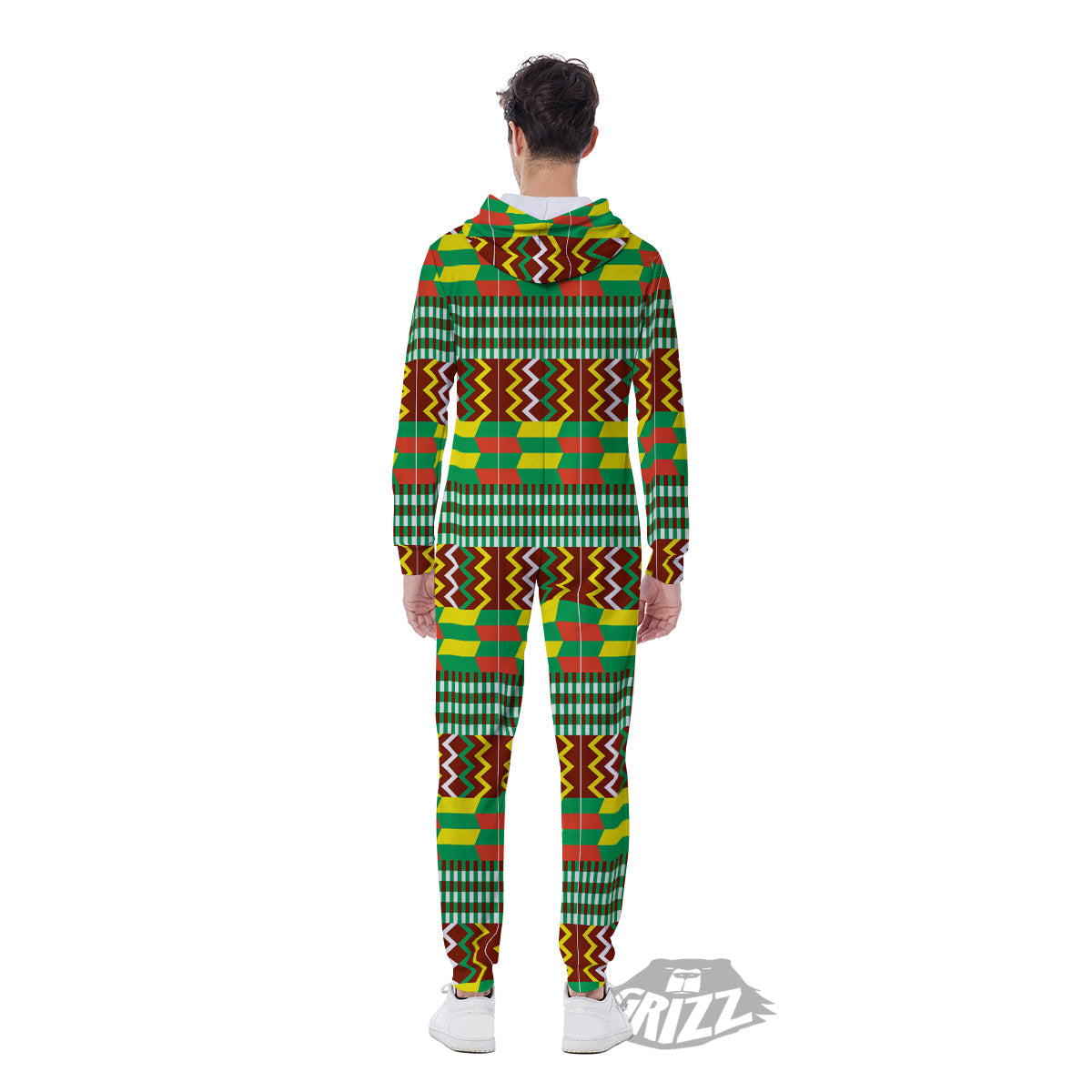 Kente Tribal West African Print Pattern Men's Jumpsuit-grizzshop
