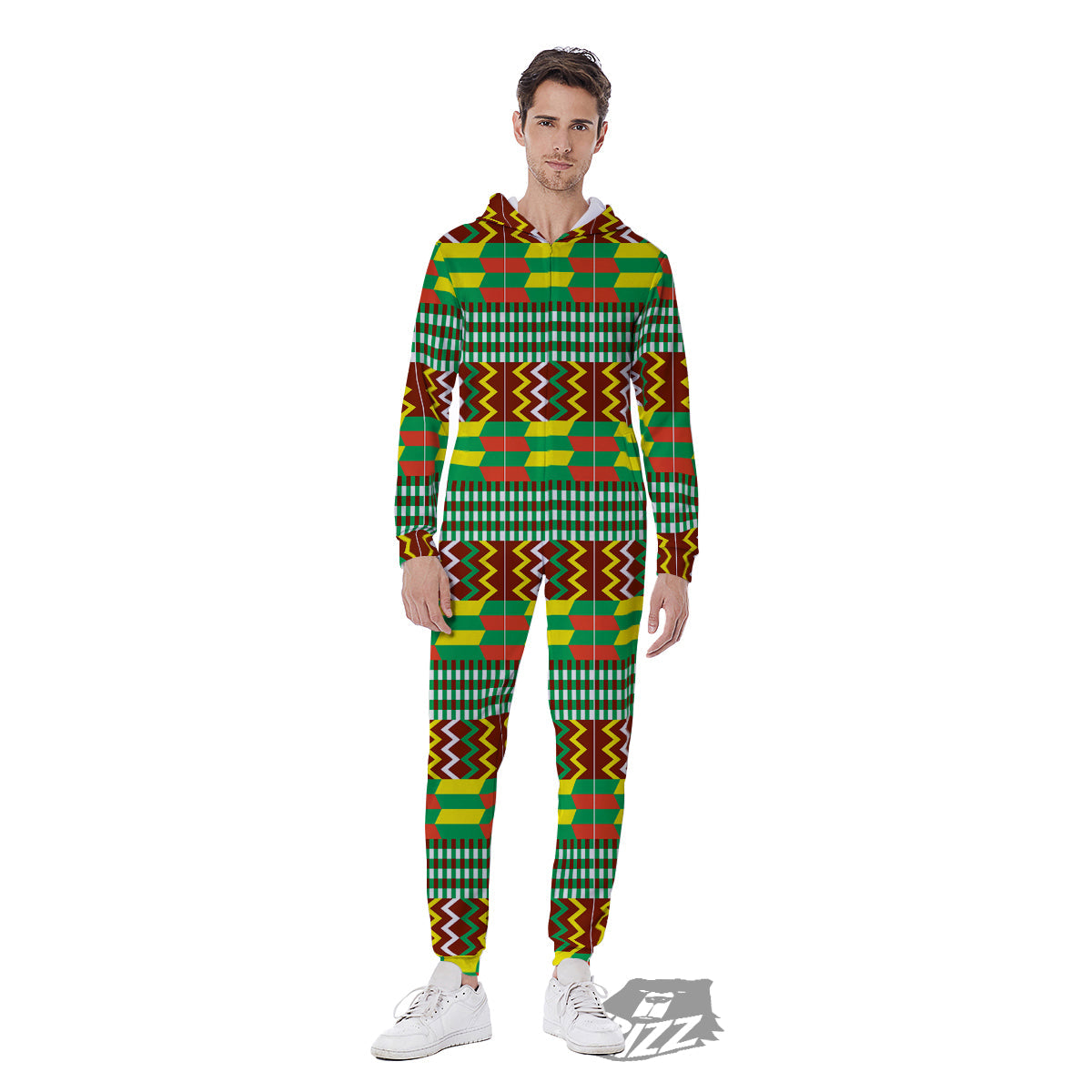Kente Tribal West African Print Pattern Men's Jumpsuit-grizzshop