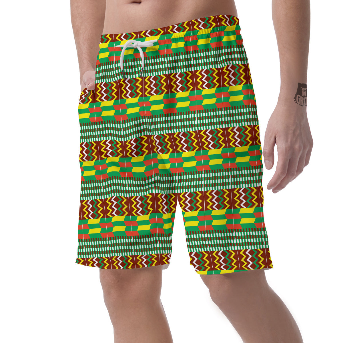 Kente Tribal West African Print Pattern Men's Shorts-grizzshop