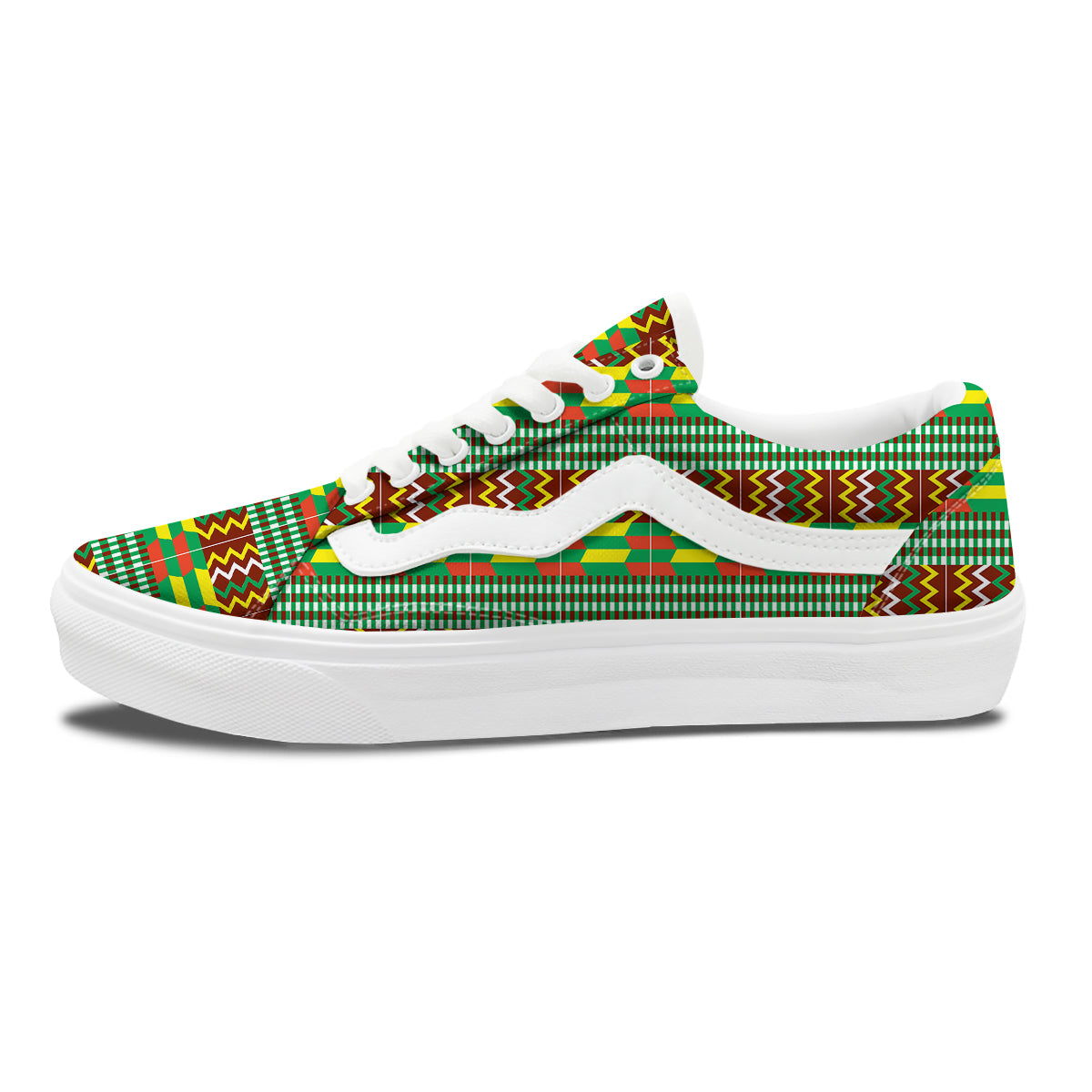 Kente Tribal West African Print Pattern Skate Shoes-grizzshop