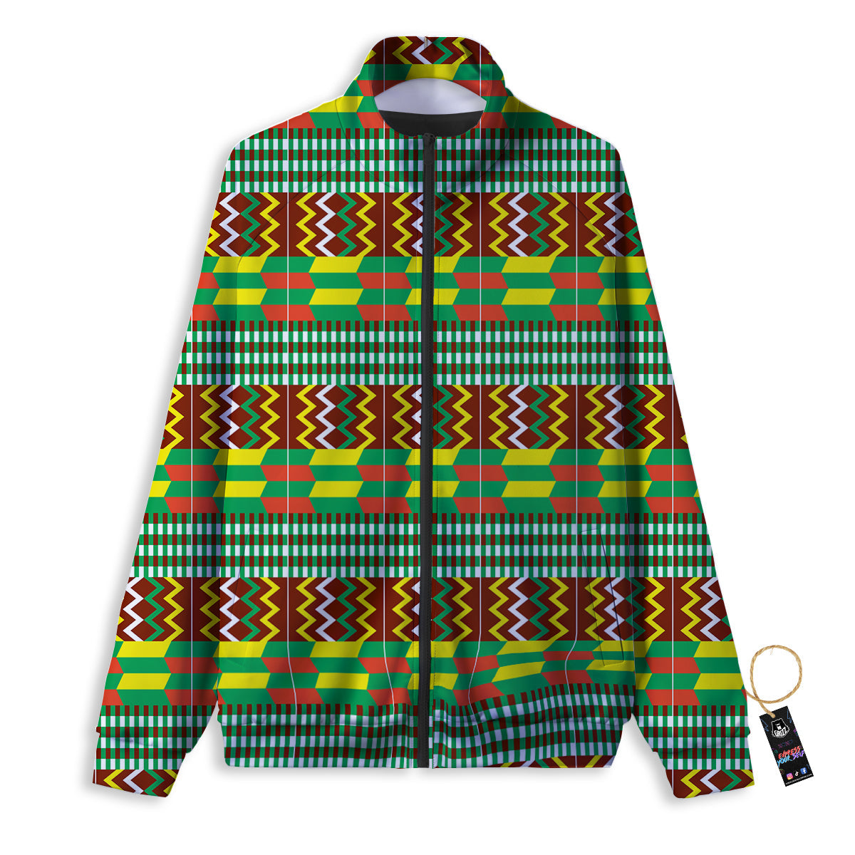 Kente Tribal West African Print Pattern Track Jacket-grizzshop