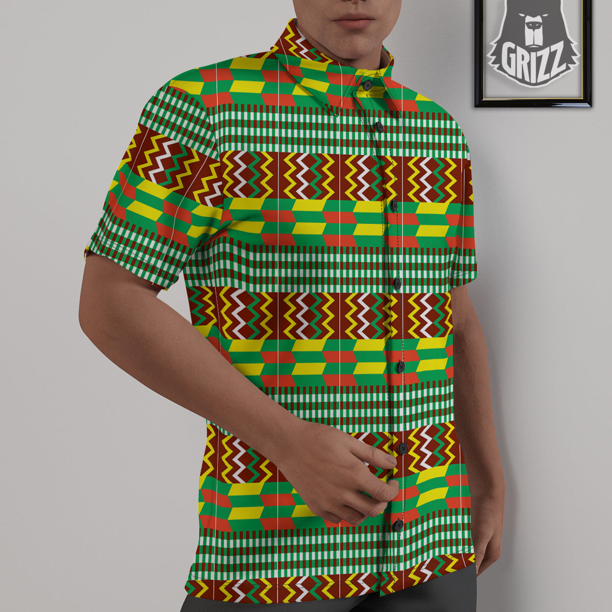 Kente Tribal West African Print Pattern Untucked Shirts-grizzshop