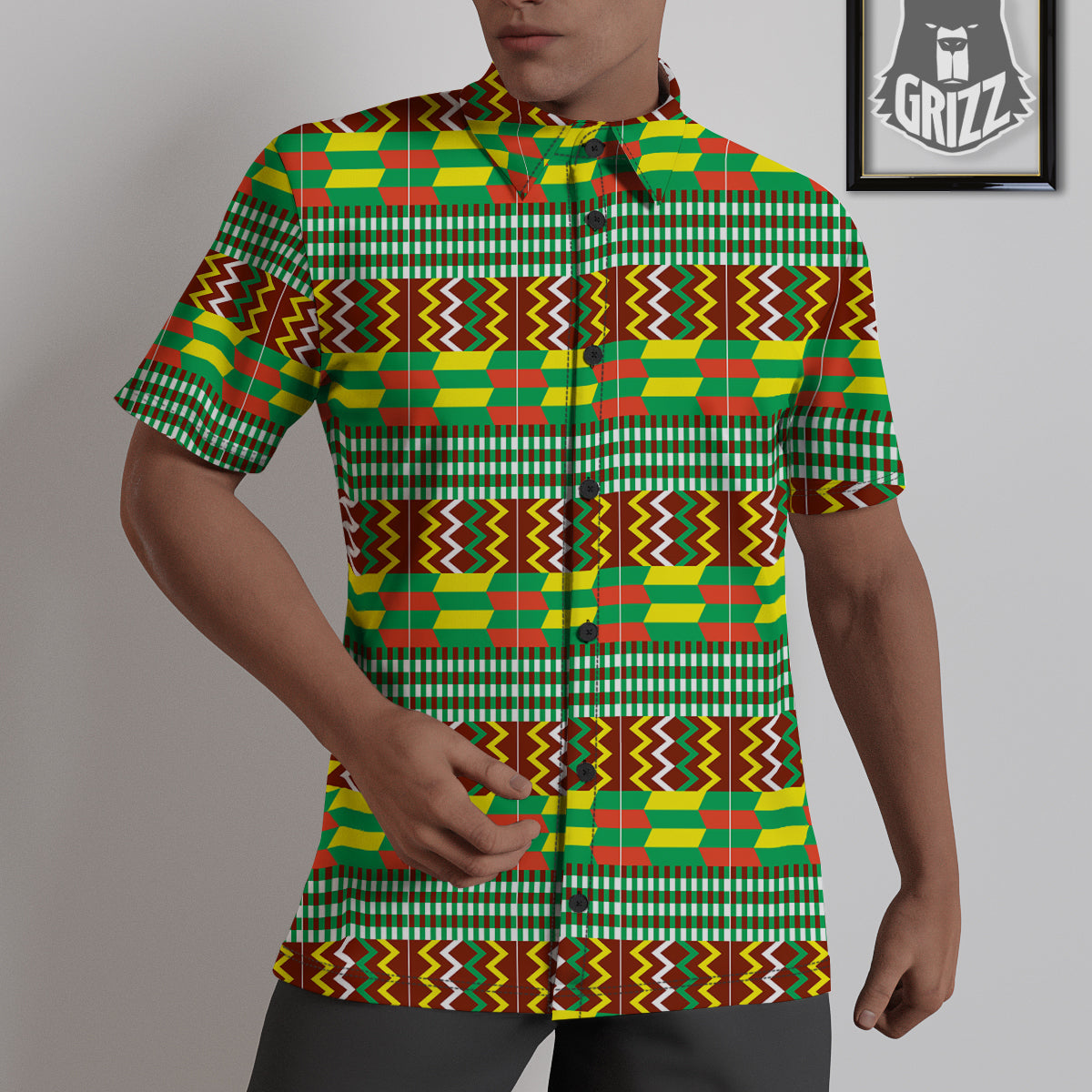 Kente Tribal West African Print Pattern Untucked Shirts-grizzshop