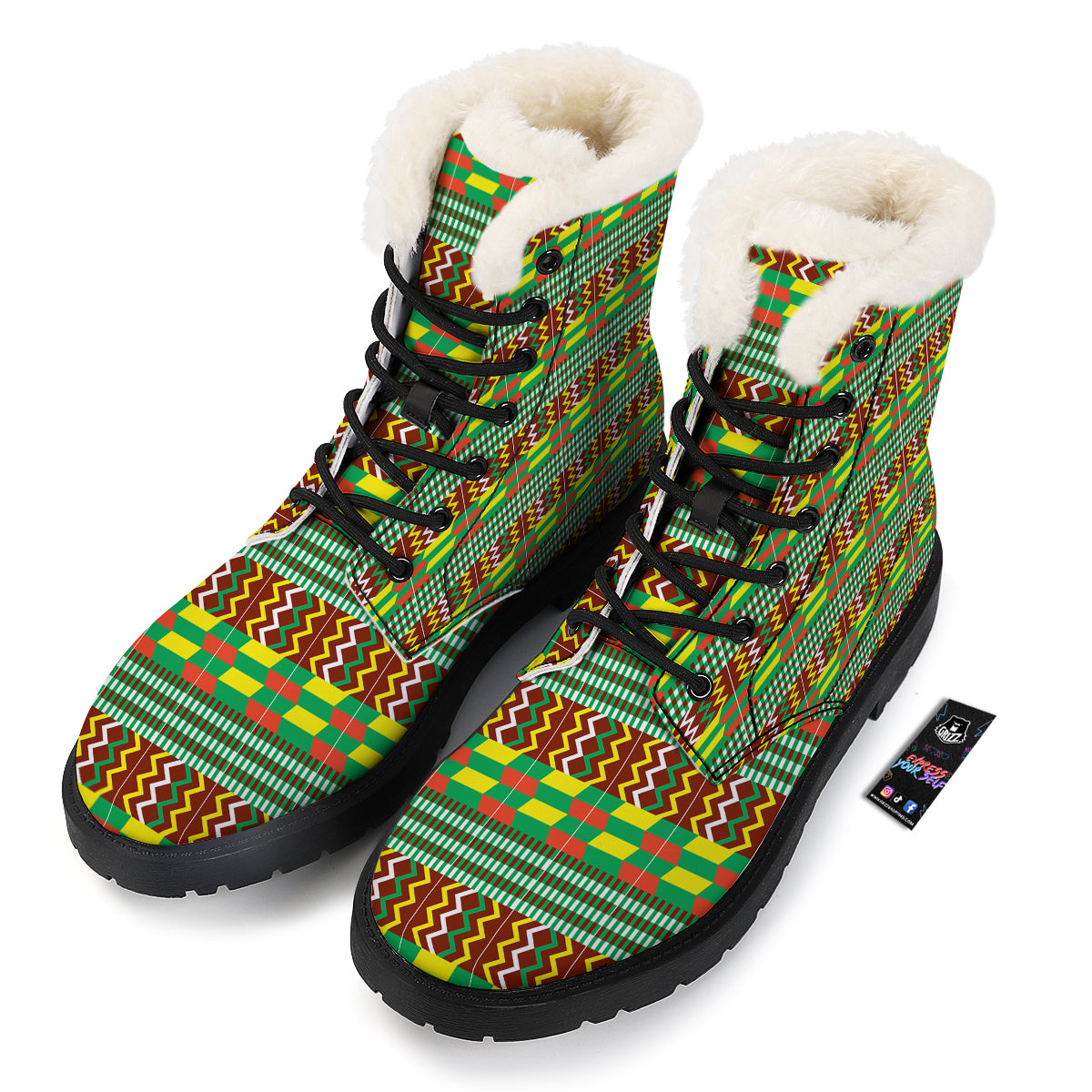 Kente Tribal West African Print Pattern Winter Boots-grizzshop