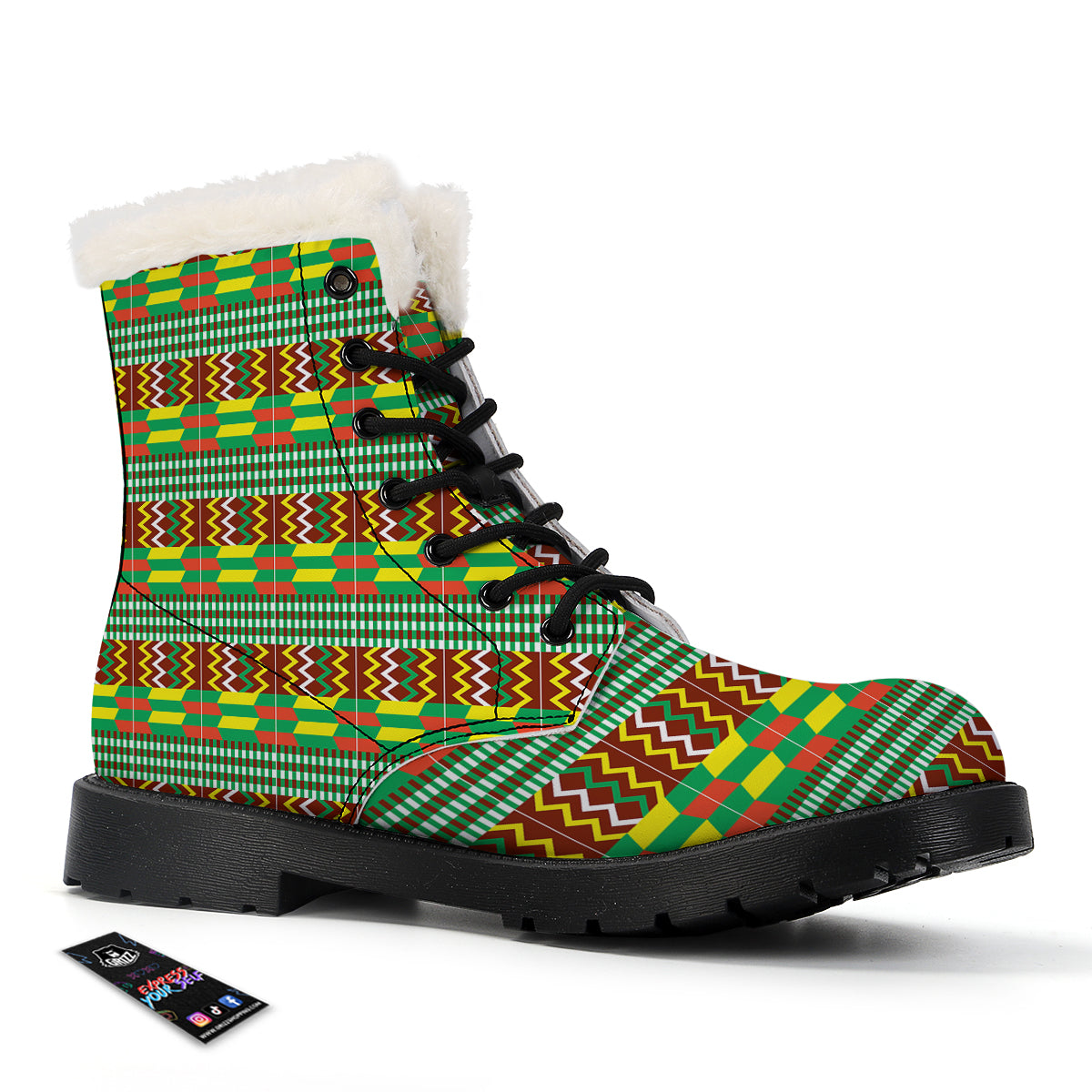Kente Tribal West African Print Pattern Winter Boots-grizzshop