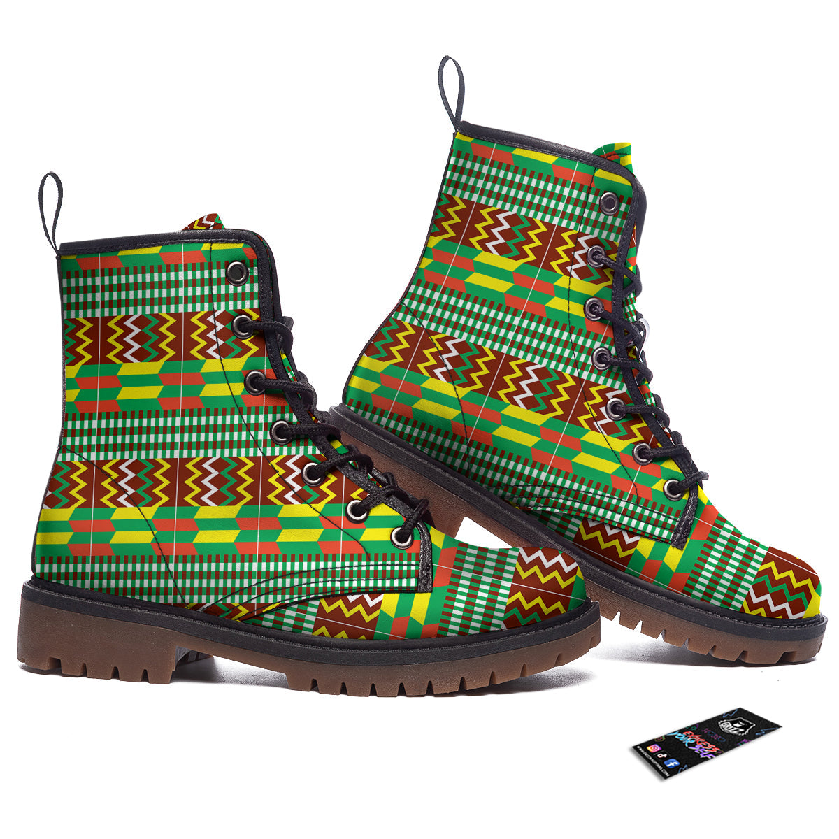 Kente Tribal West African Print Pattern Work Boots-grizzshop